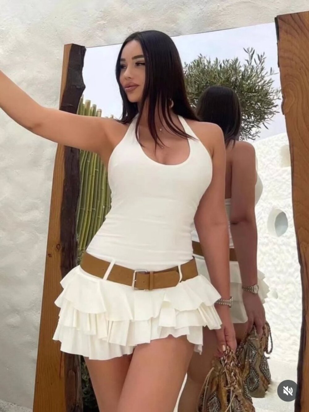 Gorgeous Zara white halter style dress with tiered/ruffled skirt. Y2k - Picture 2 of 16